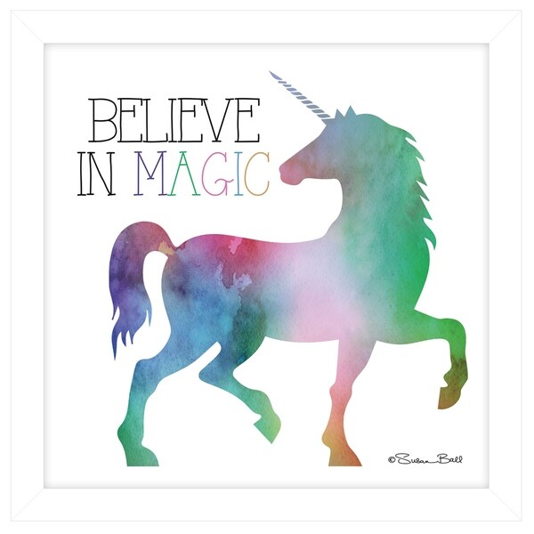believe in magic unicorn by susan ball ready to hang framed print