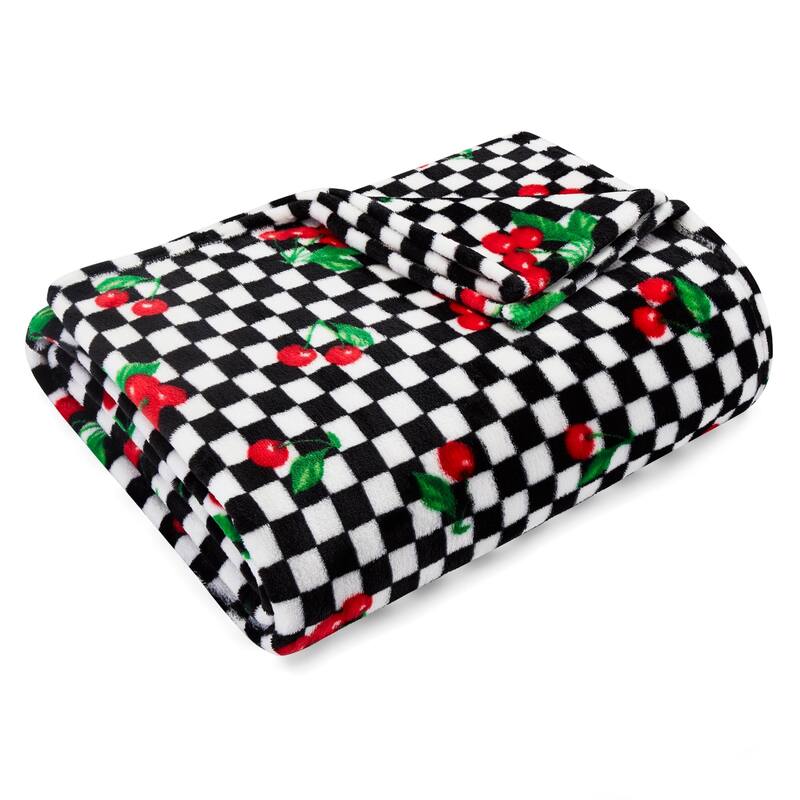Betsey Johnson Cherry Checker Ultra Soft Plush Throw - 50x70 - cherry checker