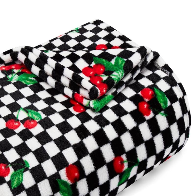 Betsey Johnson Cherry Checker Ultra Soft Plush Throw