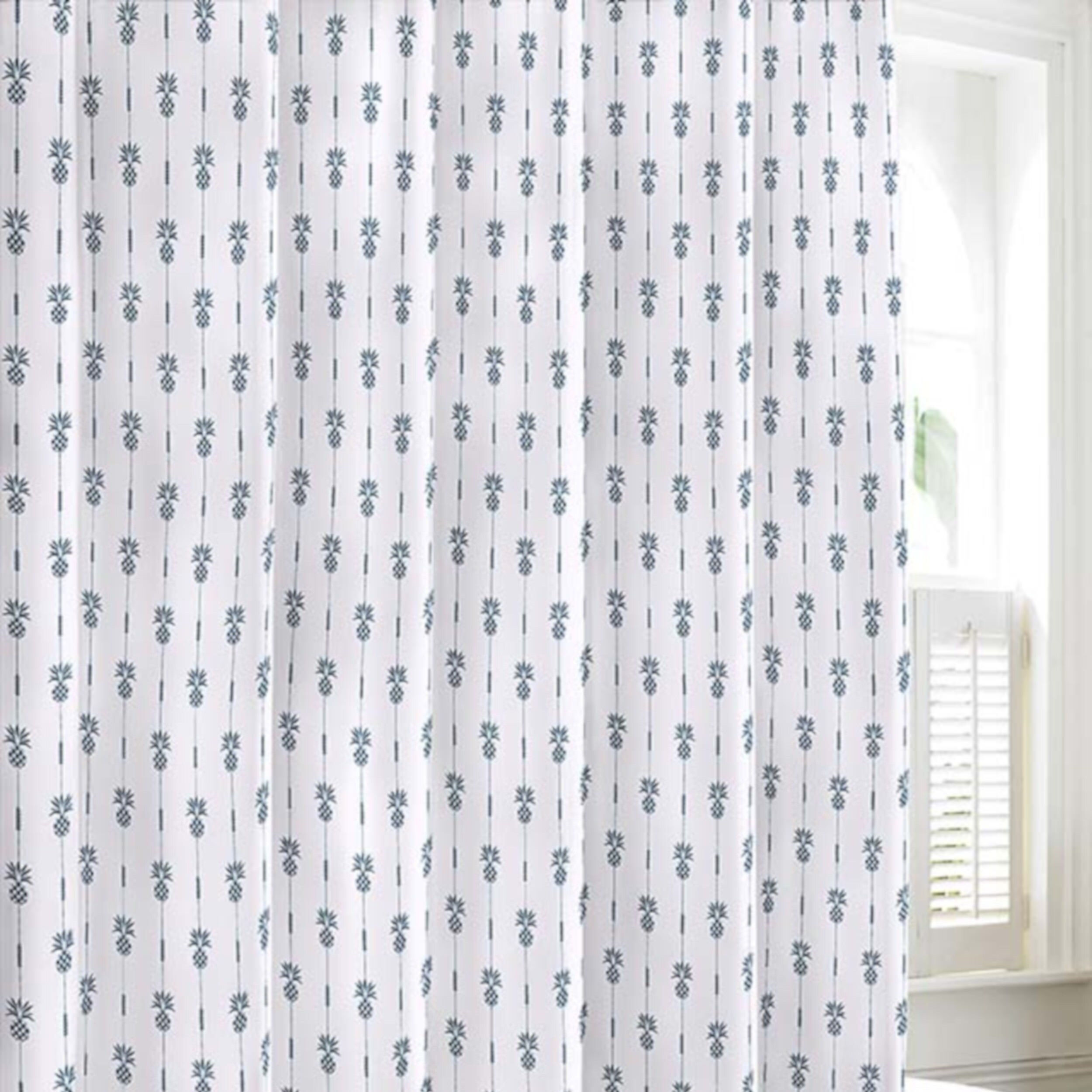 Shop Tommy Bahama Pineapple Pinstripe Shower Curtain Free