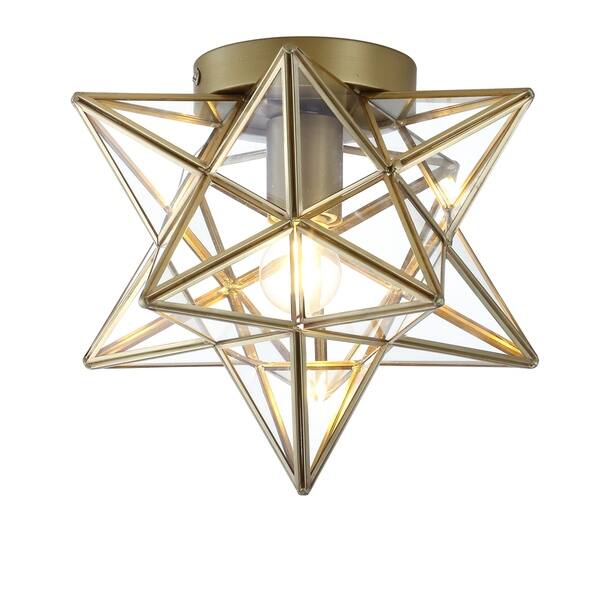 Stella 9 75 Moravian Star Metal Gl Led Flush Mount Gold Metal Gl Led Flush Mount