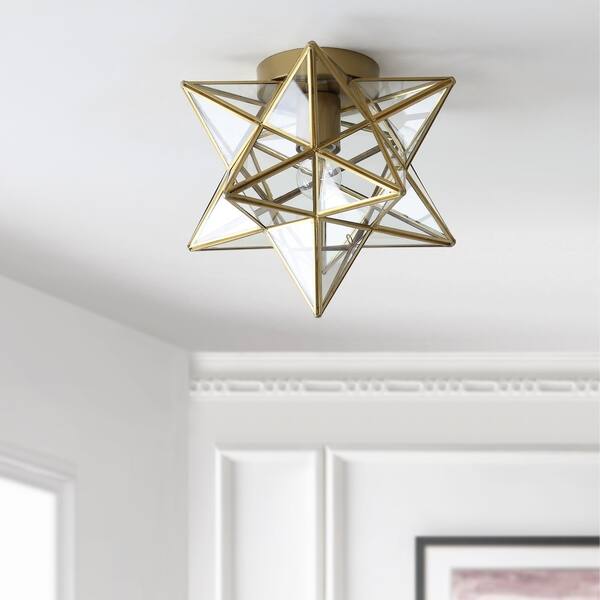 Stella 9 75 Moravian Star Metal Gl Led Flush Mount Gold Metal Gl Led Flush Mount