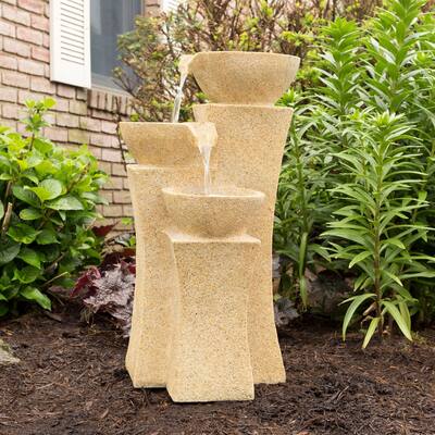 Outdoor Water Fountain With LED Lights- Lighted Pots Fountain for Patio, Lawn and Garden Décor By Pure Garden