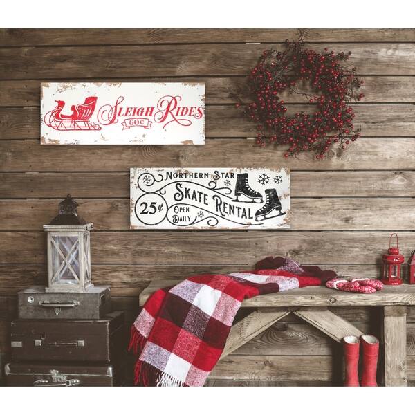 Shop 2 Piece Vintage Christmas Signs Distressed White Red Black 9 X 24 Overstock 25434586