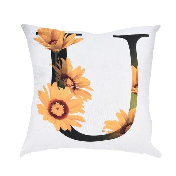 Alphabet Print Pillow Case Polyester Sofa Car Cushion Cover-A95