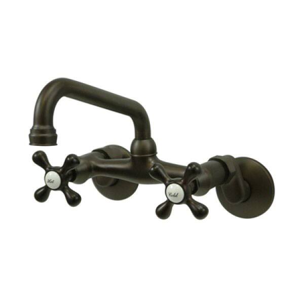 Kingston Brass Wall-Mount Two-Handle Oil-Rubbed Bronze Kitchen Faucet