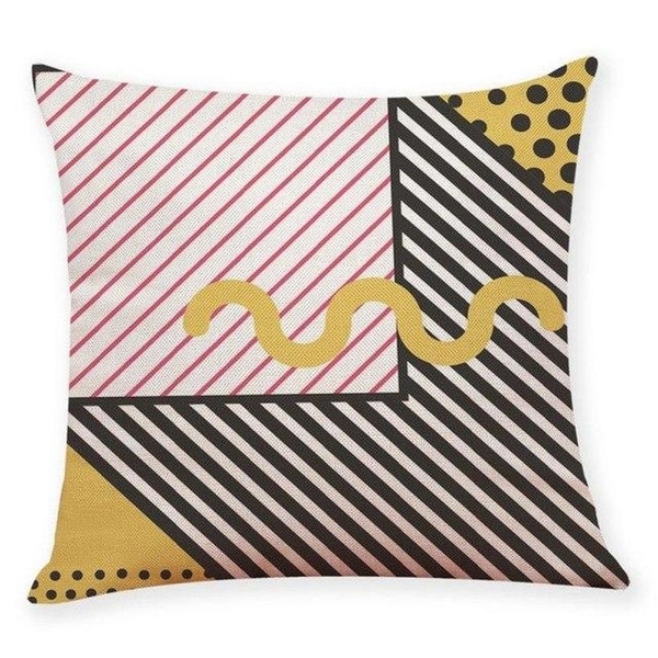 Linen Blend Memphis Style Sofa Throw Pillowcase-A168