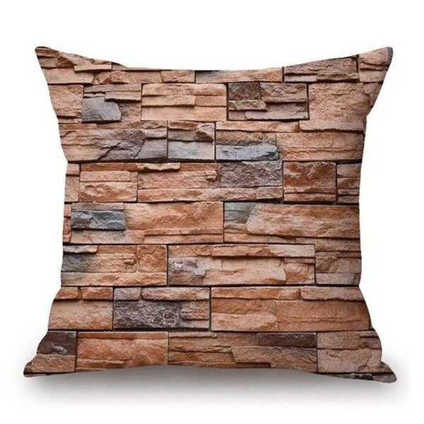 Cushion cover Woodgrain And Rock Stones Print-A294