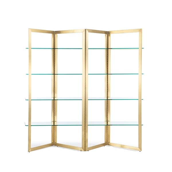 Calabasas Goldtone Stainless Steel/Glass Etagere