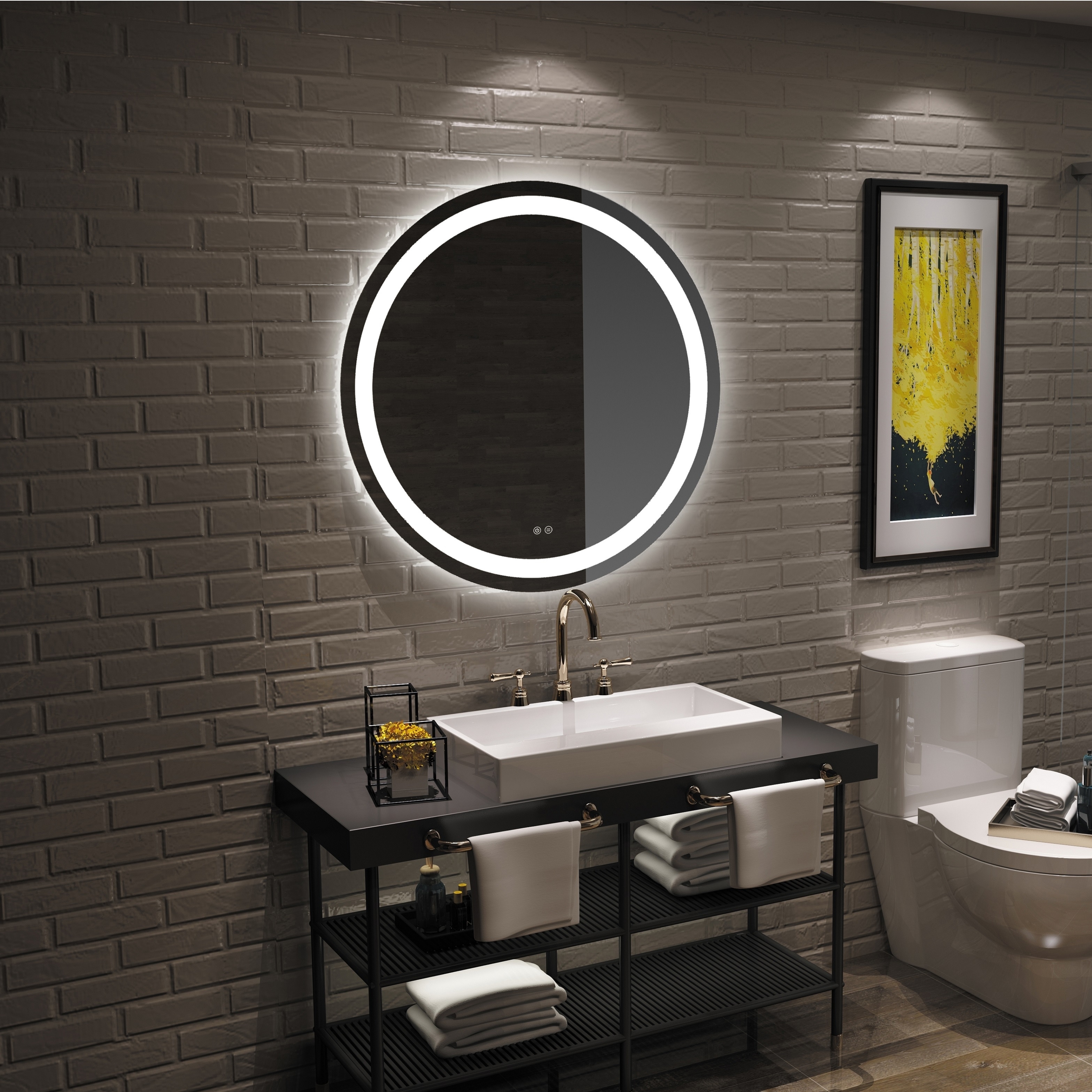 Amazon Com Tonffi 32x24 Inch Led Lighted Bathroom Mirror Wall