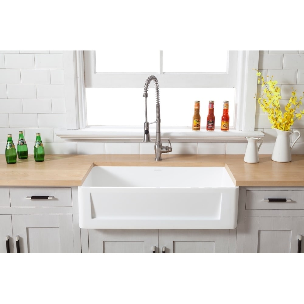 Farmhouse Solid Surface White Stone 33 Inch Single Bowl Kitchen Sink 33 X 18 On Sale Overstock 25435330