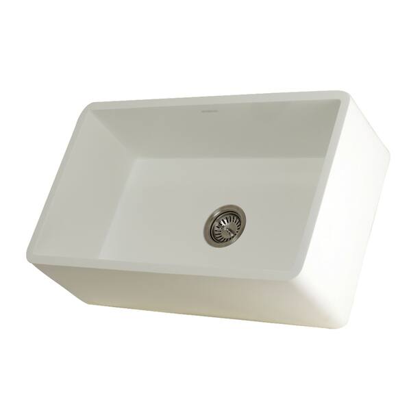 Farmhouse Solid Surface White Stone 30-inch Single Bowl Kitchen Sink 