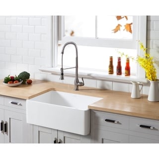 Kingston Brass Farmhouse Solid Surface White Stone 30-inch Single Bowl Kitchen Sink - 30" x 18"