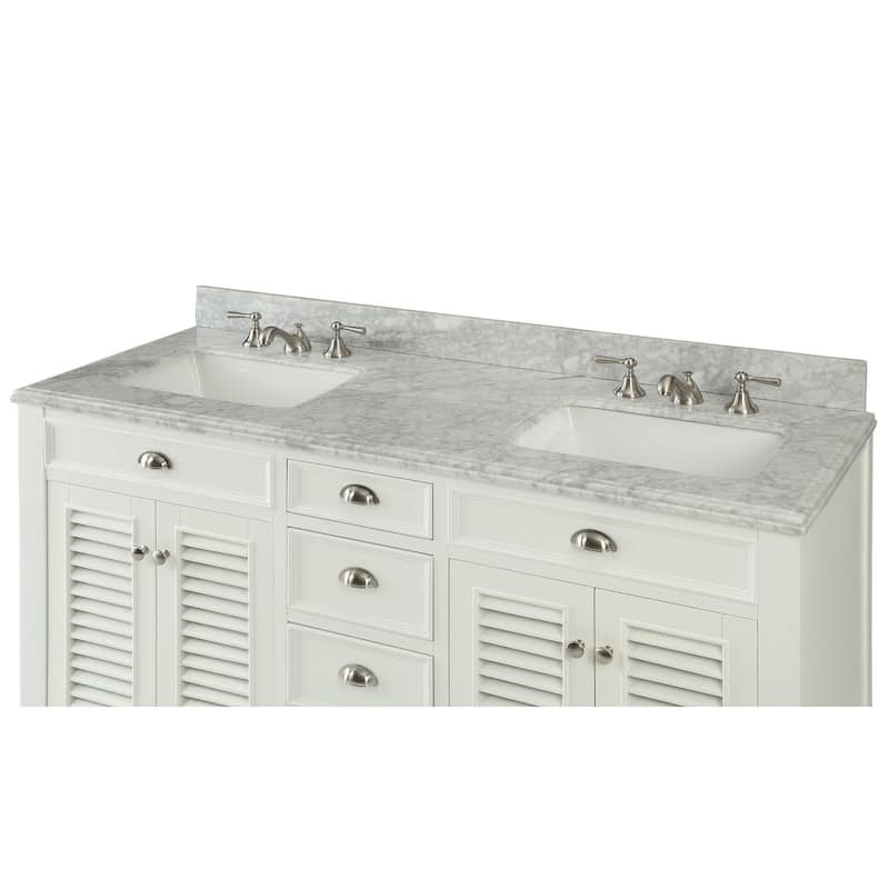 60" Benton Collection Kalani Double Sink White Bathroom Vanity