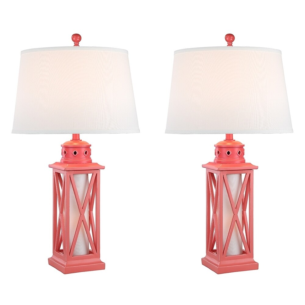 coastal shutter table lamp in red