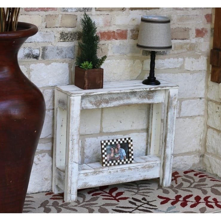 Rustic Bohemian Side Table - Antique White - Wood