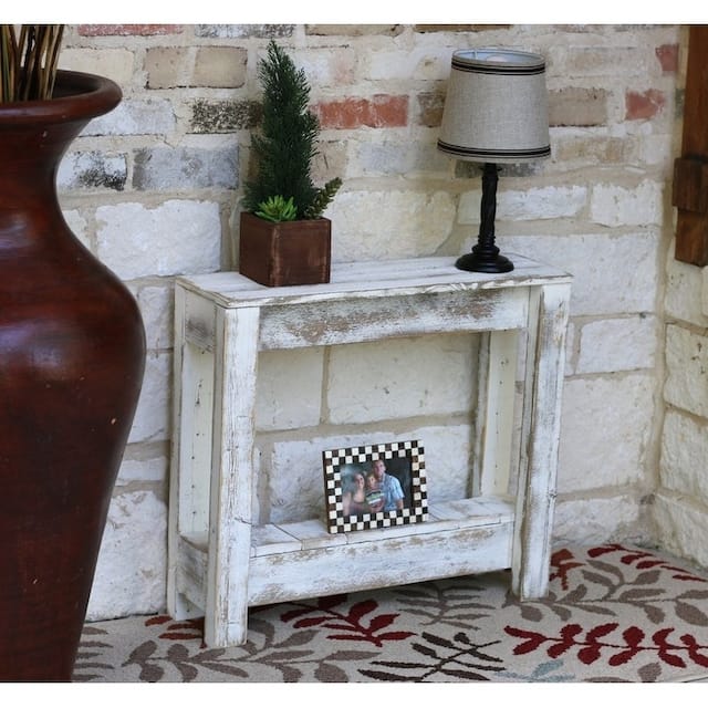 Rustic Side Table - Antique White - Wood