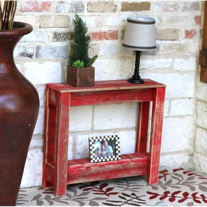 Rustic Bohemian Side Table - Red - Wood