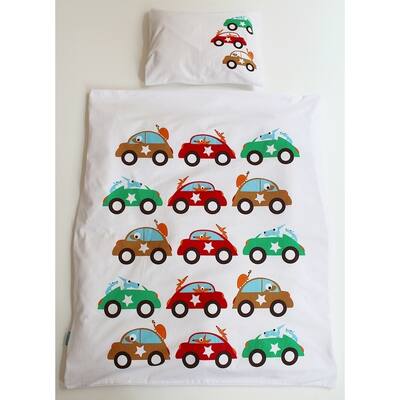 EGGKIDS CARS Bedset Crib/Duvet Cover and Pillowcase 100% Organic Cotton SMÅLAND Bedset Crib/Bed Duvet Cover