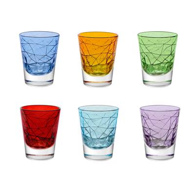 Majestic Gifts European Quality Set/6 Asstd Colors Glass Highball Tumblers