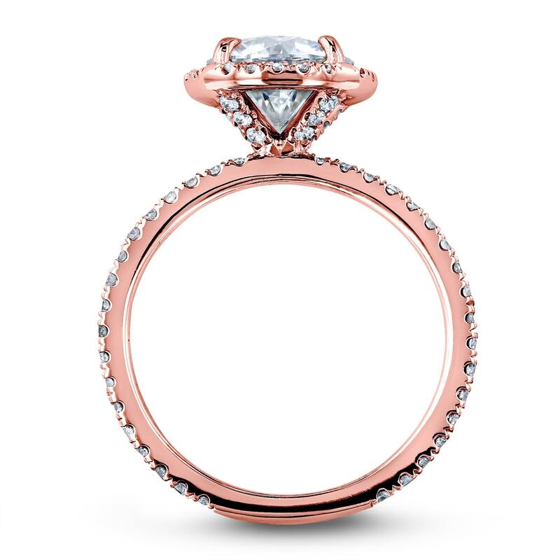 Annello by Kobelli 14k White Gold 1 7/8 CTW Round Moissanite and Diamond Floating Halo Engagement Ring - Color Options