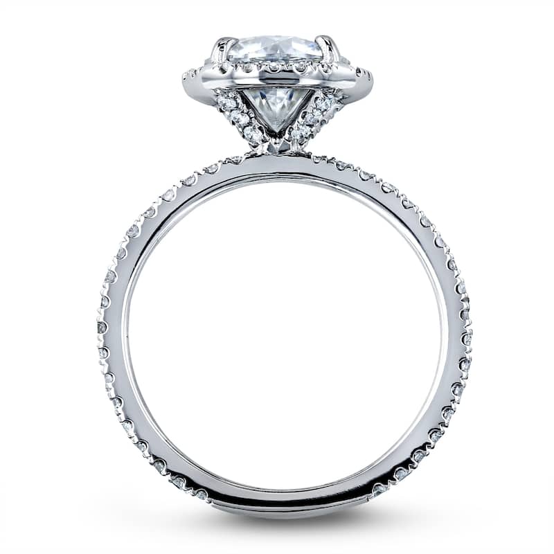 Annello by Kobelli 14k White Gold 1 7/8 CTW Round Moissanite and Diamond Floating Halo Engagement Ring - Color Options