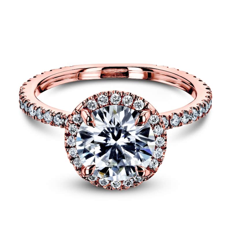 Annello by Kobelli 14k White Gold 1 7/8 CTW Round Moissanite and Diamond Floating Halo Engagement Ring - Color Options