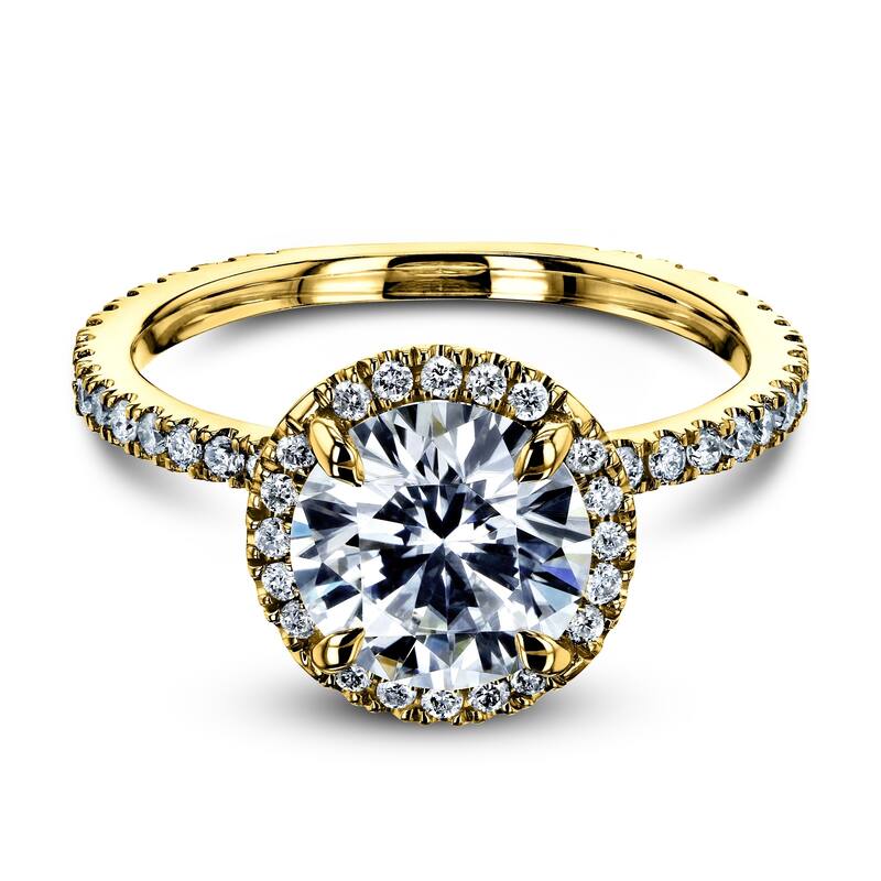 Annello by Kobelli 14k White Gold 1 7/8 CTW Round Moissanite and Diamond Floating Halo Engagement Ring (DEF/VS) - Color Options