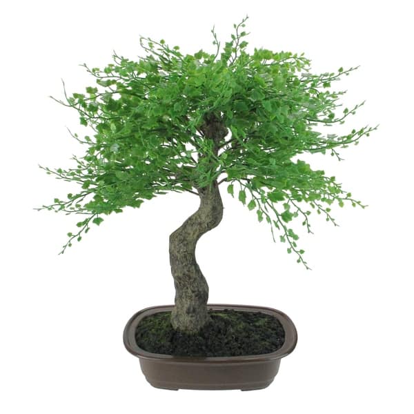 Shop 16 Green Mini Maple Artificial Bonsai Tree In A Brown Pot On Sale Overstock 25436119