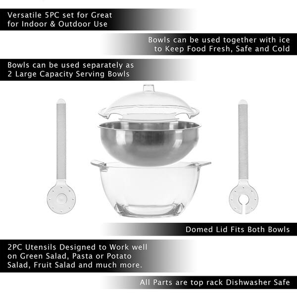 Shop Salad Bowl With Lid And Utensils 5pc Cold Serving Dish Set