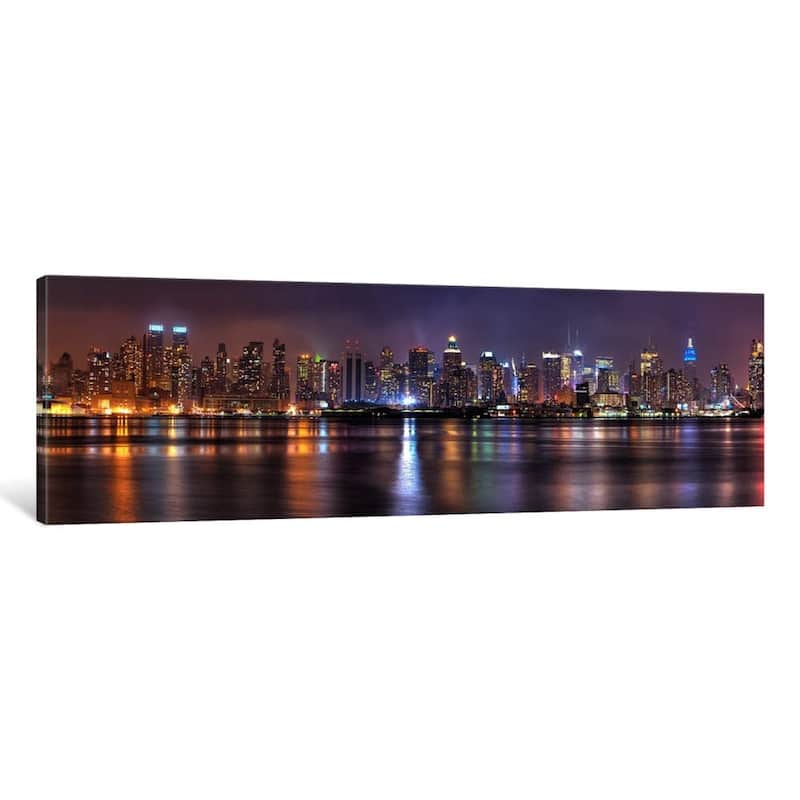 iCanvas ''New York Panoramic Skyline Cityscape (Night)''