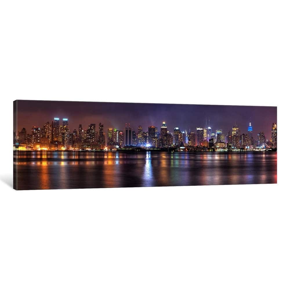 iCanvas ''New York Panoramic Skyline Cityscape (Night)''