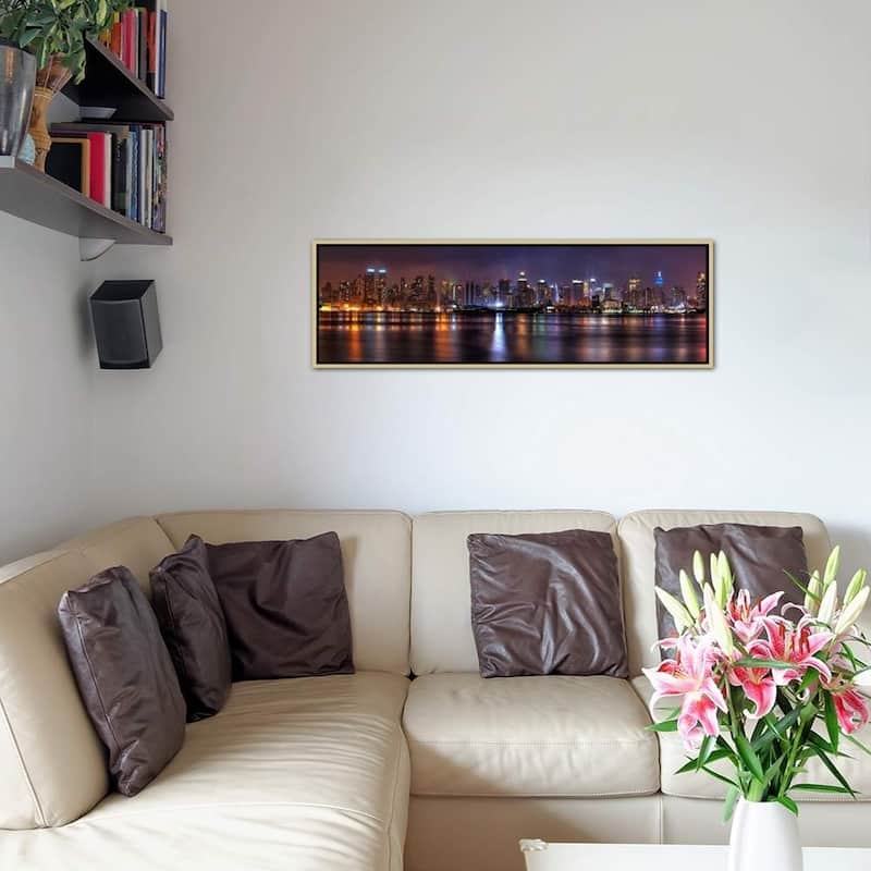 iCanvas ''New York Panoramic Skyline Cityscape (Night)''