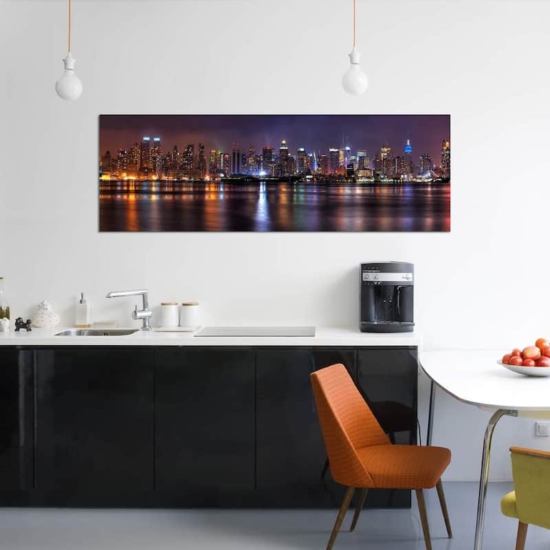 iCanvas ''New York Panoramic Skyline Cityscape (Night)''