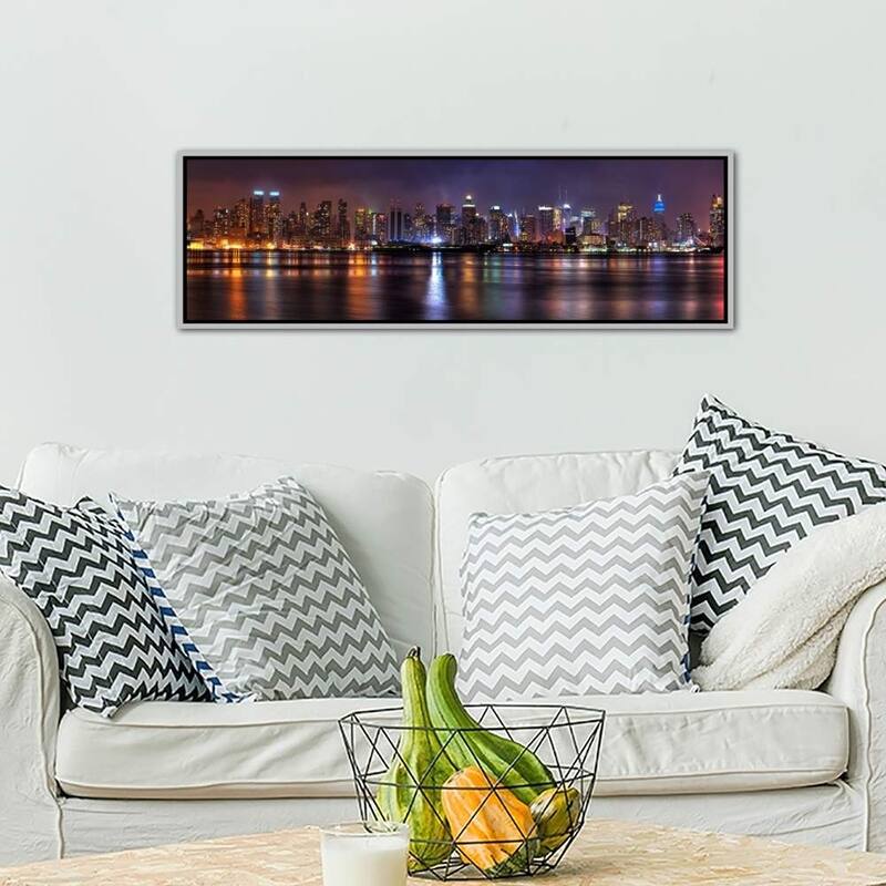 iCanvas ''New York Panoramic Skyline Cityscape (Night)''