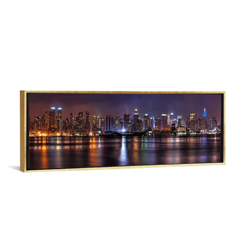 iCanvas ''New York Panoramic Skyline Cityscape (Night)''