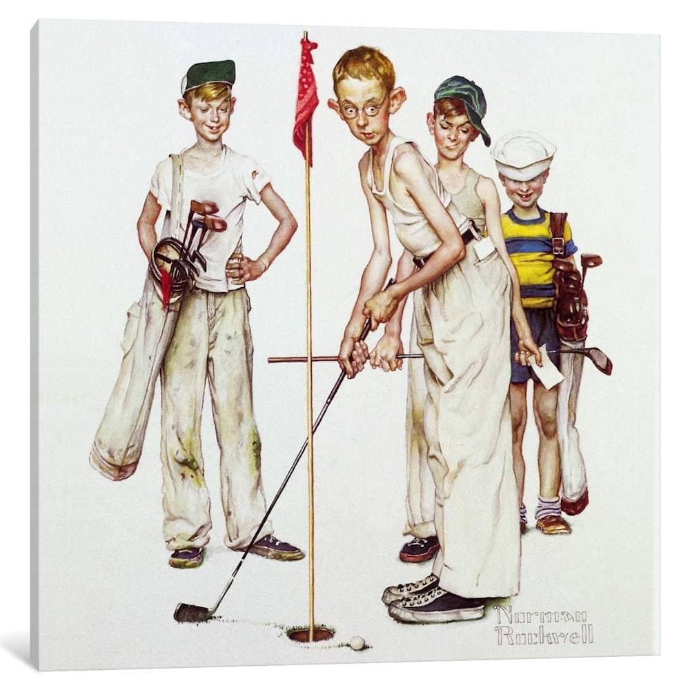 iCanvas ''Missed (Four Sporting Boys - Golf)'' by Norman Rockwell