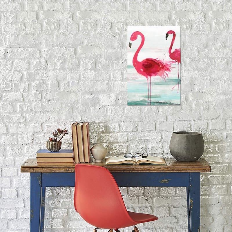 iCanvas ''Beach Flamingoes'' by Aimee Wilson