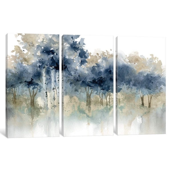 Outlet Silvia Vassileva Clear Water Indigo & White 3 Piece Canvas Floating Painting Set