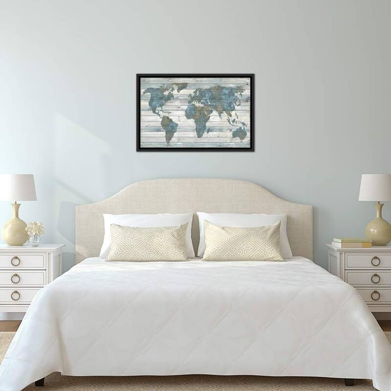 iCanvas ''World Map On Wood'' by Janie Macdowell