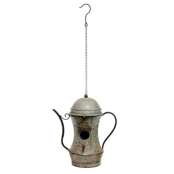 Alpine Metal Tea Pot Birdhouse, 20 Inch Tall - Bed Bath & Beyond - 25437051