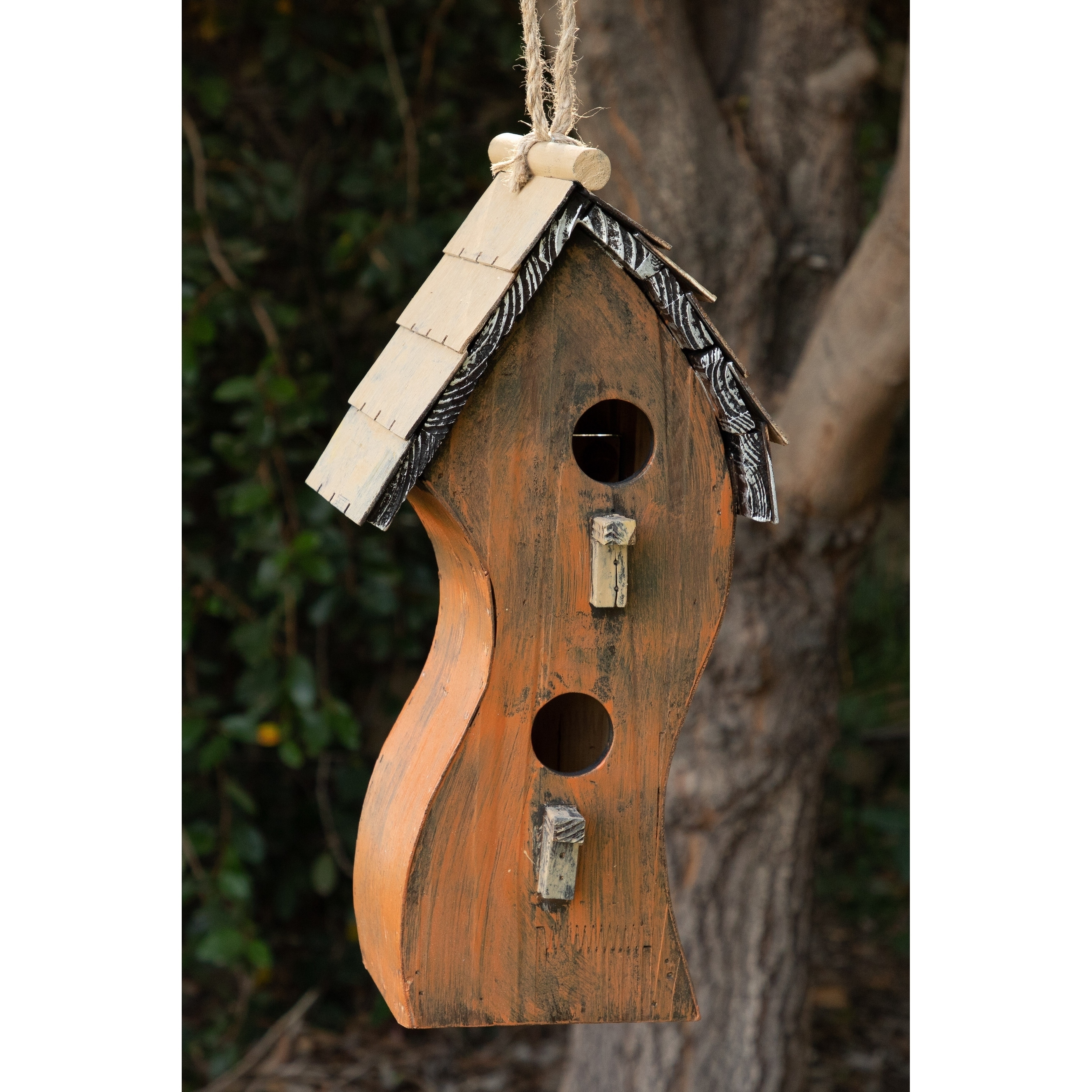 Shop Alpine Orange Swirly Wooden Birdhouse 16 Inch Tall Free