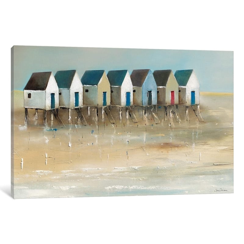 iCanvas ''Beach Cabins I'' by Jean Jauneau