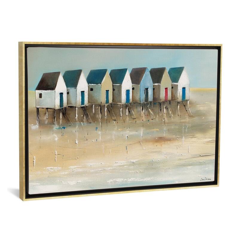iCanvas ''Beach Cabins I'' by Jean Jauneau