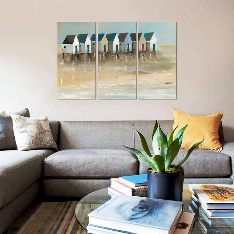 iCanvas ''Beach Cabins I'' by Jean Jauneau
