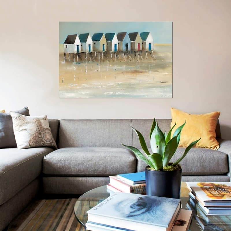 iCanvas ''Beach Cabins I'' by Jean Jauneau