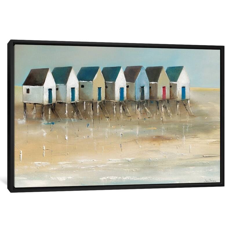 iCanvas ''Beach Cabins I'' by Jean Jauneau