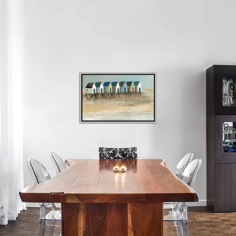 iCanvas ''Beach Cabins I'' by Jean Jauneau