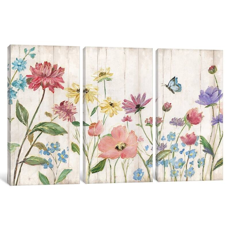 iCanvas 'Wildflower Flutter On Wood' by Nan