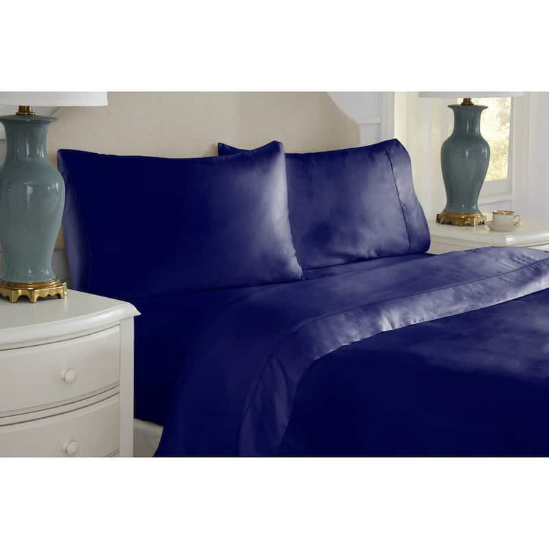 Pointehaven 525 Thread Count Long Staple Cotton Extra Deep Pocket Sheet Sets - California King - Midnight Blue